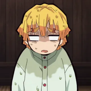 🏮 Zenitsu Agatsuma Demon Slayer animé, effrayé, pleurs, émotionnel, cheveux jaunes, Demon Slayer whatsapp sticker
