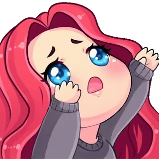😭 Мультфильм, Девушка, Плачущая, Грустная, Эмоциональная, Рыжие волосы telegram sticker