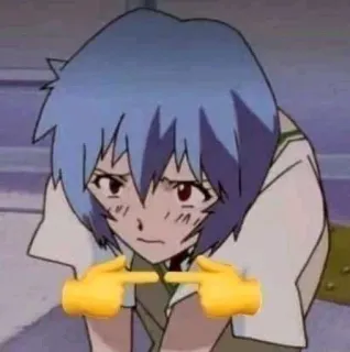 🌊 Rei Ayanami Neon Genesis Evangelion อนิเมะ, เรย์ อายานามิ, อีวานเกเลียน, ขี้อาย, นิ้ว telegram sticker