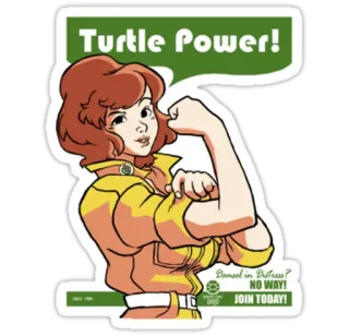 💪 April O'Neil Teenage Mutant Ninja Turtles Turtle Power!
Damsel in Distress?
NO WAY!
JOIN TODAY! tmnt, cartone animato, april, femminile, emancipazione, tartaruga telegram sticker