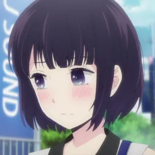 🔖 Anime Mädchen, kurze Haare, süß, Portrait, Cartoon, traurig telegram sticker