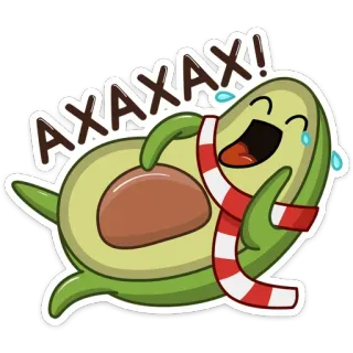 😃 AXAXAX! avocat, rire, mignon, autocollant, dessin animé, nourriture, fruit telegram sticker