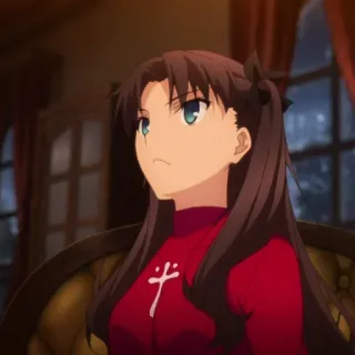 😕 Rin Tohsaka Fate/stay night anime, cartoni animati, personaggio, femmina telegram sticker