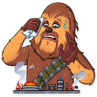 😨 Chewbacca Star Wars チューバッカ, スター・ウォーズ, ウーキー, 汗, 緊張, ストレス telegram sticker