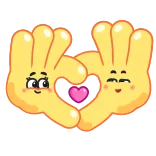 💓 handen, liefde, hart, schattig, cartoon whatsapp sticker