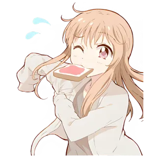 🏃‍♀ 애니메이션 여자, 토스트, 아침 식사, 귀여운, 애니메이션, 만화 telegram sticker