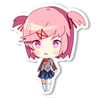 😐 Natsuki Doki Doki Literature Club! 动漫, 漫画, 可爱, 贴纸, 夏树, 心跳文学部!, DDLC whatsapp sticker