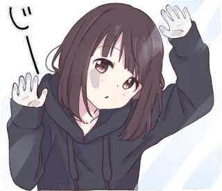 👀 じー Anime, Fille, Fenêtre, Qui regarde, Mignon, Kawaii whatsapp sticker