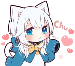 😘 Chu Anime, Gato, Kawaii, Fofo, Corações, Chibi, Mangá telegram sticker