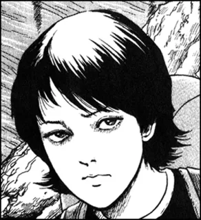 😐 Manga, Anime, Porträt, Schwarzweiß, Charakter, Illustration telegram sticker