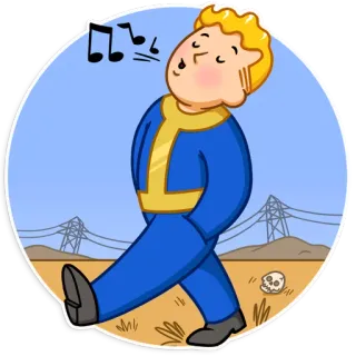 😗 Vault Boy Fallout vault boy, fallout, cartoon, video game, walking, singing telegram sticker