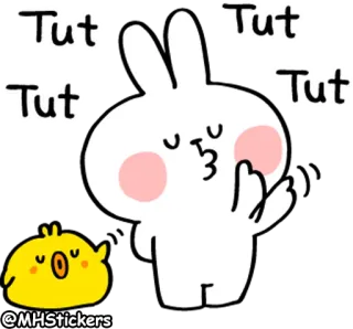 🙅‍♂️ Tut Tut Tut Tut conejo, pollo, lindo, dibujos animados, animal, kawaii whatsapp sticker