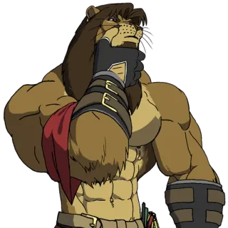 🤔 muscular, lion, anthro, character, strong whatsapp sticker