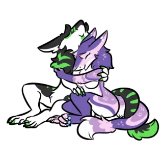 😻 furry, anthro, canine, cute, hug, wholesome whatsapp sticker