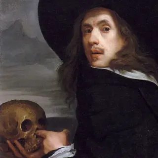 💀 skull, portrait, painting, man, hat telegram sticker