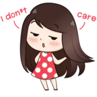 🙃 I don't care 태도, 무관심, 만화, 소녀, 표정 whatsapp sticker