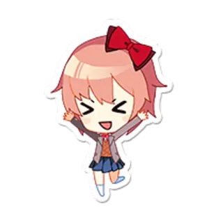 😚 Sayori Doki Doki Literature Club! Anime, Schattig, Chibi, Vrolijk, Schoolmeisje telegram sticker