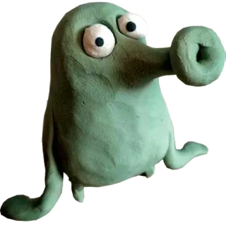 😗 grün, monster, kreatur, knete, cartoon, animation whatsapp sticker