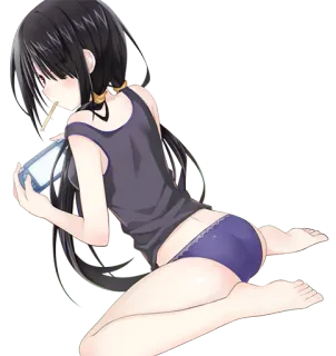 😏 Anime, Garota, Roupa íntima, Sentada, Interior telegram sticker