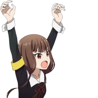 😾 Animé, Fille, Lever les mains, Crier telegram sticker