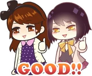 👍 GOOD!! anime, carino, kawaii, bene, pollice in su telegram sticker