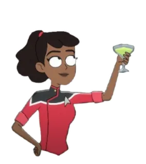 🥂 star trek, lower decks, desenho animado, brinde, bebendo telegram sticker