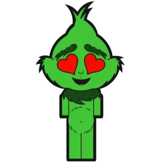 😍 Grinch Grinch, olhos de coração, desenho animado, fofo, amor, animado telegram sticker