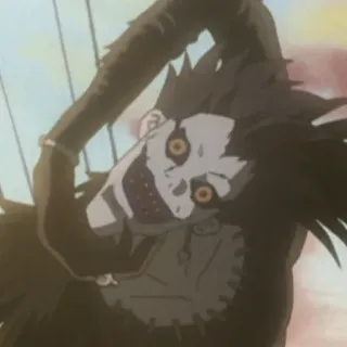 🥴 Ryuk Death Note Anime, Manga, Death Note, Ryuk, Shinigami, manzana telegram sticker