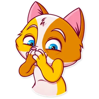 🙊 gatto, gattino, carino, animale, scioccato, sorpresa, arancione, cartone animato telegram sticker
