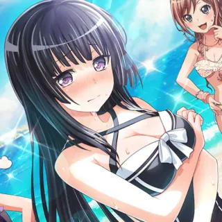 😥 chica anime, bikini, playa, linda, verano telegram sticker