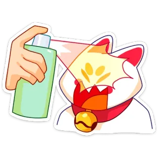 😵 cat, spray, cartoon, animal, sticker whatsapp sticker