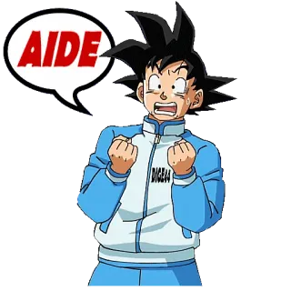 🆘 Goku Dragon Ball AIDE Anime, Cartoon, Goku, Dragon Ball, Hilfe, Französisch, Aufkleber whatsapp sticker