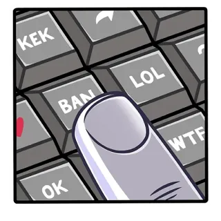 😤 KEK LOL BAN WTF OK 키보드, 손가락, 밈, 인터넷, 속어 telegram sticker