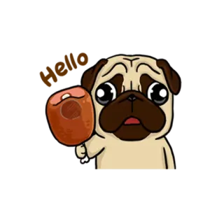 🙋 mopshond, hond, dier, cartoon, huisdier, ijs telegram sticker