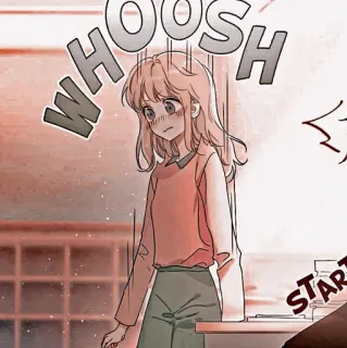 🦔 WHOOSH Anime, Kreskówka, Dziewczyna, Zszokowana, Manga telegram sticker