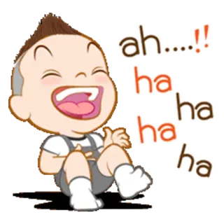 😂 ah.....!! haha haha haha riendo, feliz, dibujos animados, niño, alegre, animación whatsapp sticker