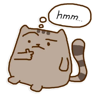 🤔 hmm... кот, думающий, хмм, мультфильм, милый, стикер, смешной telegram sticker