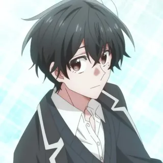 🦍 anime, cartoon, man, black hair, serious, guy telegram sticker