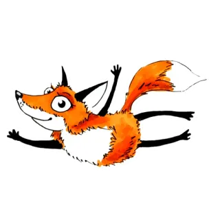🤗 fox, animal, cartoon, whimsical, orange, illustration, flying telegram sticker