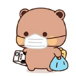 🍃 milk bear, mask, milk, shopping, cute, cartoon telegram sticker