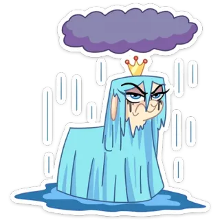 ☔️ Cartoon, Traurig, Sturm, Regen, Königin, Tier telegram sticker