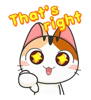 ⭐ That's right gato, polegar para cima, adesivo, fofo, desenho animado, positivo whatsapp sticker