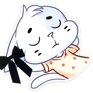😐 うさぎ, 睡眠, かわいい, 動物, リボン, シャツ, 可愛い telegram sticker