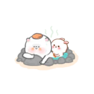 🛀 niedźwiedź, królik, kreskówka, słodki, relaks, kąpiel whatsapp sticker