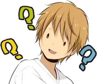 😀 Anime, Pregunta, Personaje, Chico, Pegatina telegram sticker