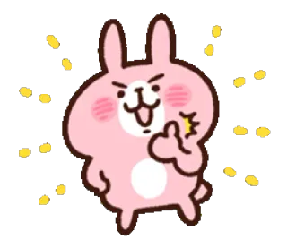 👍 konijn, konijntje, middelvinger, beledigend gebaar, cartoon, roze whatsapp sticker
