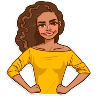 😒 woman, girl, cartoon, sticker, yellow shirt telegram sticker