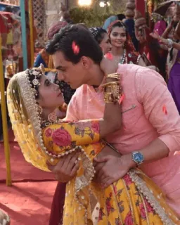 😍 pasangan, pernikahan, india, pengantin wanita, pengantin pria, tradisional, cinta telegram sticker