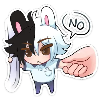 🙅‍♂ NO 애니메이션, 아니오, 거부, 만화, 토끼, 귀여운, 거절 telegram sticker