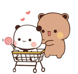 🐻 cartoon, cute, panda, bear, shopping cart, lollipop, kawaii telegram sticker